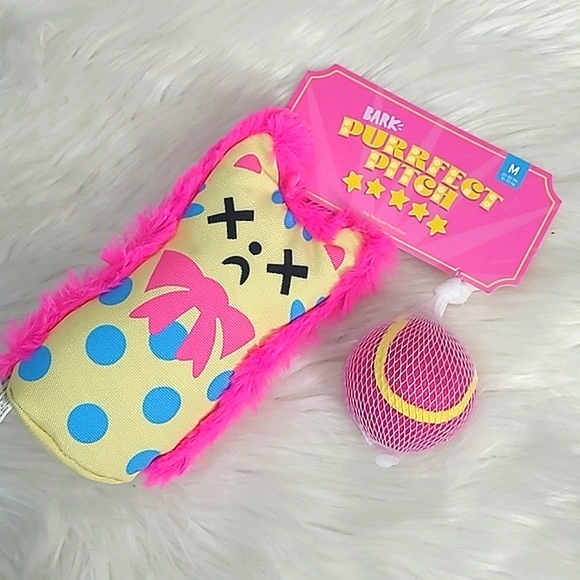 🆕️NWT BARK Purrfect Pitch Cat Bowling Pin Plush Toy & Tennis Ball Medium Dog - Picture 5 of 13